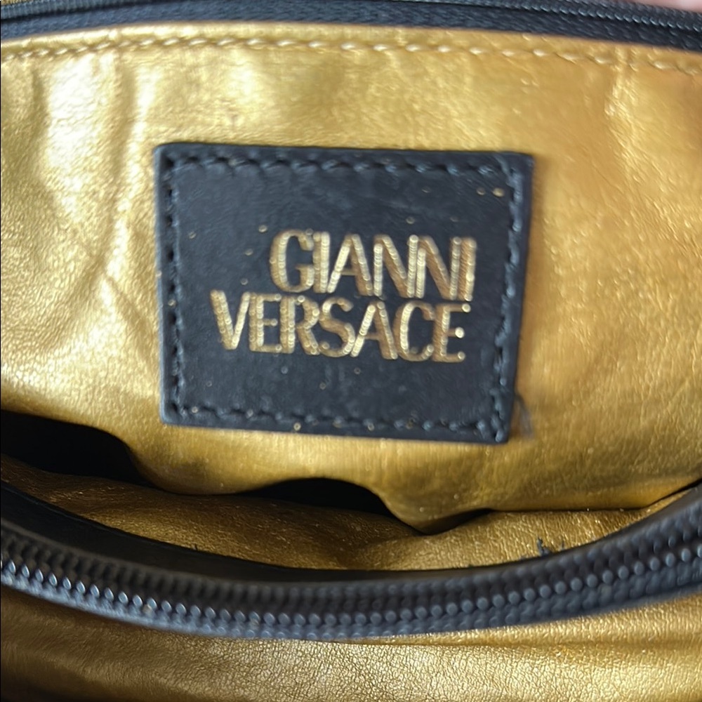 Versace Baroque Sunburst Black and Gold Tote Bag - Picture 14 of 17